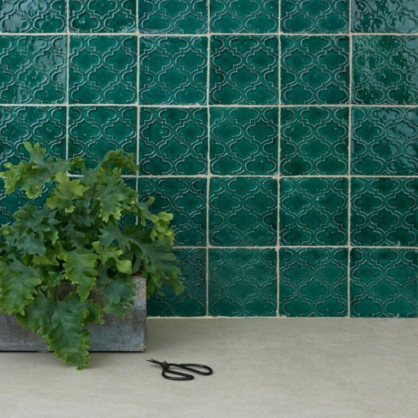 Kensington Juniper handpiped wall tiles Ettie