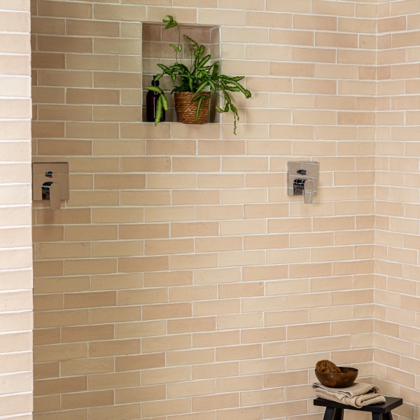 Isles uist skinny metro brick tiled shower edge angle WEB