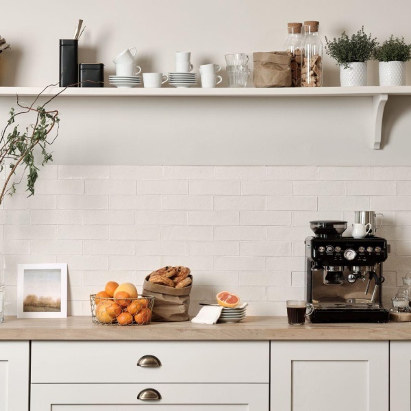 Kennet Winterbourne white handmade kitchen wall tiles