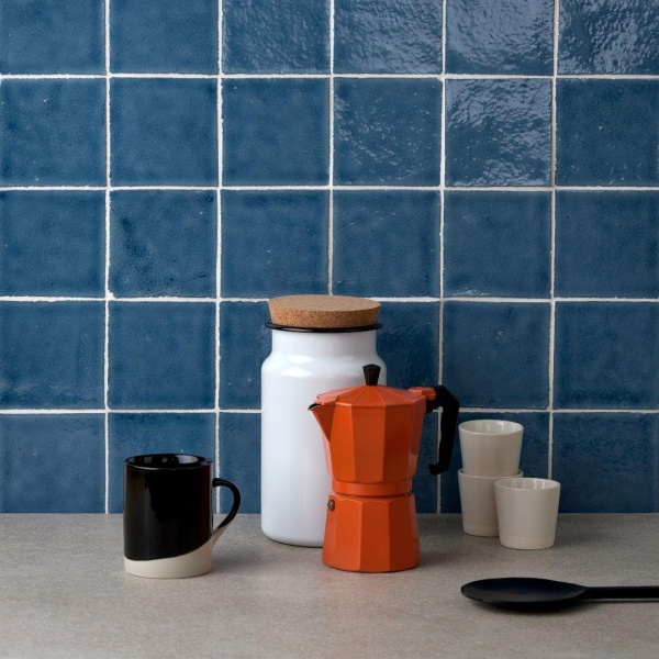 Kensington Peacock blue handmade kitchen wall tiles
