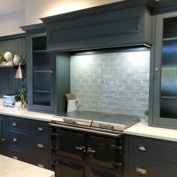 Seasons Morning Mist blue handmade kitchen wall tiles