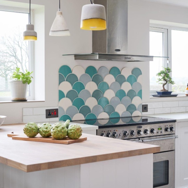 Soho Scallop shaped handmade kitchen wall tiles