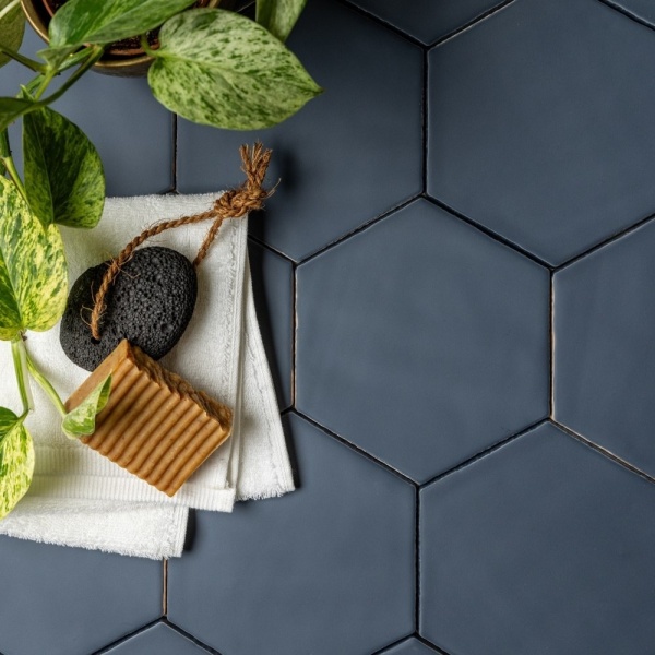 Matts Slate Blue hexagon stylised flatlay