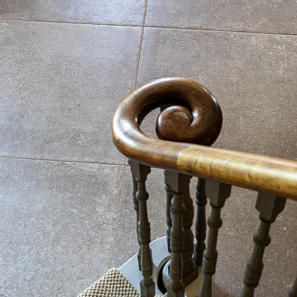 Lacock knave flooring stairs bannister portrait