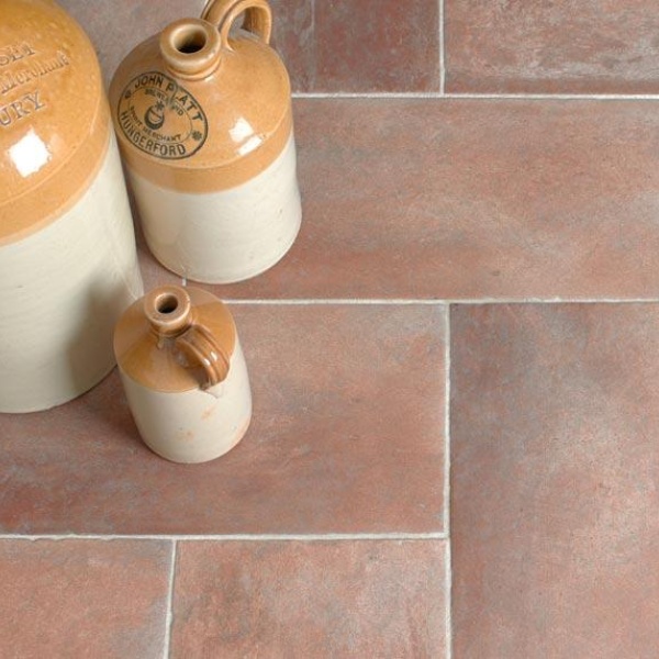 Terracotta effect porcelain flagstone floor tiles