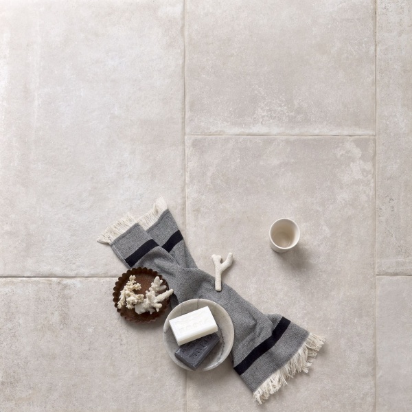 Our Ridgeway collection of classic, stone effect flagstone floor tiles will add  antique character to a bathroom space