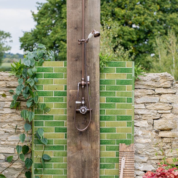 Isles Skye tiles in an outdoor shower