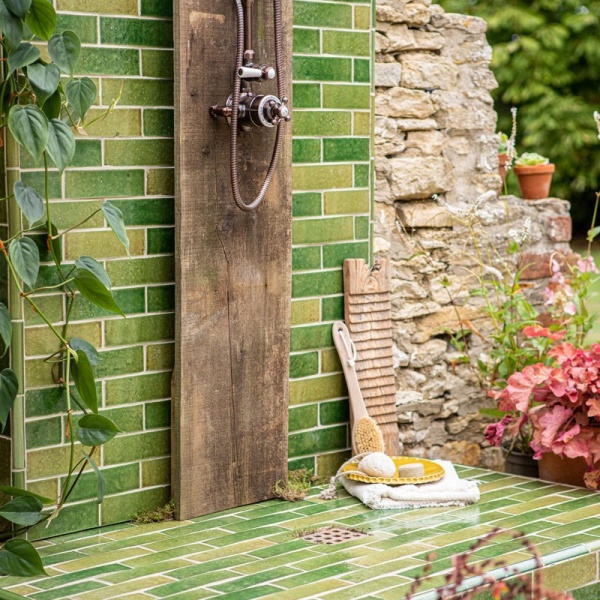 Isles Skye tiles in an outdoor shower