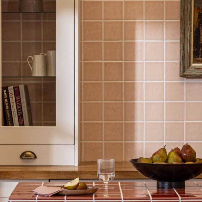 Chroma Victorian Pink with white cabinetry